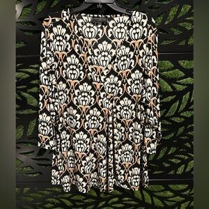 NWOT Lane Bryant Black and Cream Abstract Print Top, Women's 22/24